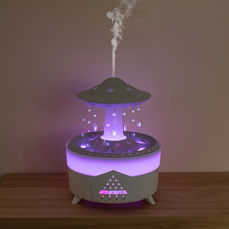 Mquina de aromaterapia com gotas de chuva difusor de leo essencial com luzes LED umidificao de nvoa densa decorao relaxante para casa e escritrio alvio do estresse ao assistir