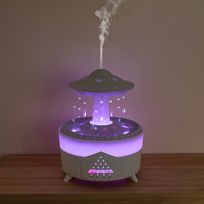 Mquina de aromaterapia com gotas de chuva difusor de leo essencial com luzes LED umidificao de nvoa densa decorao relaxante para casa e escritrio alvio do estresse ao assistir